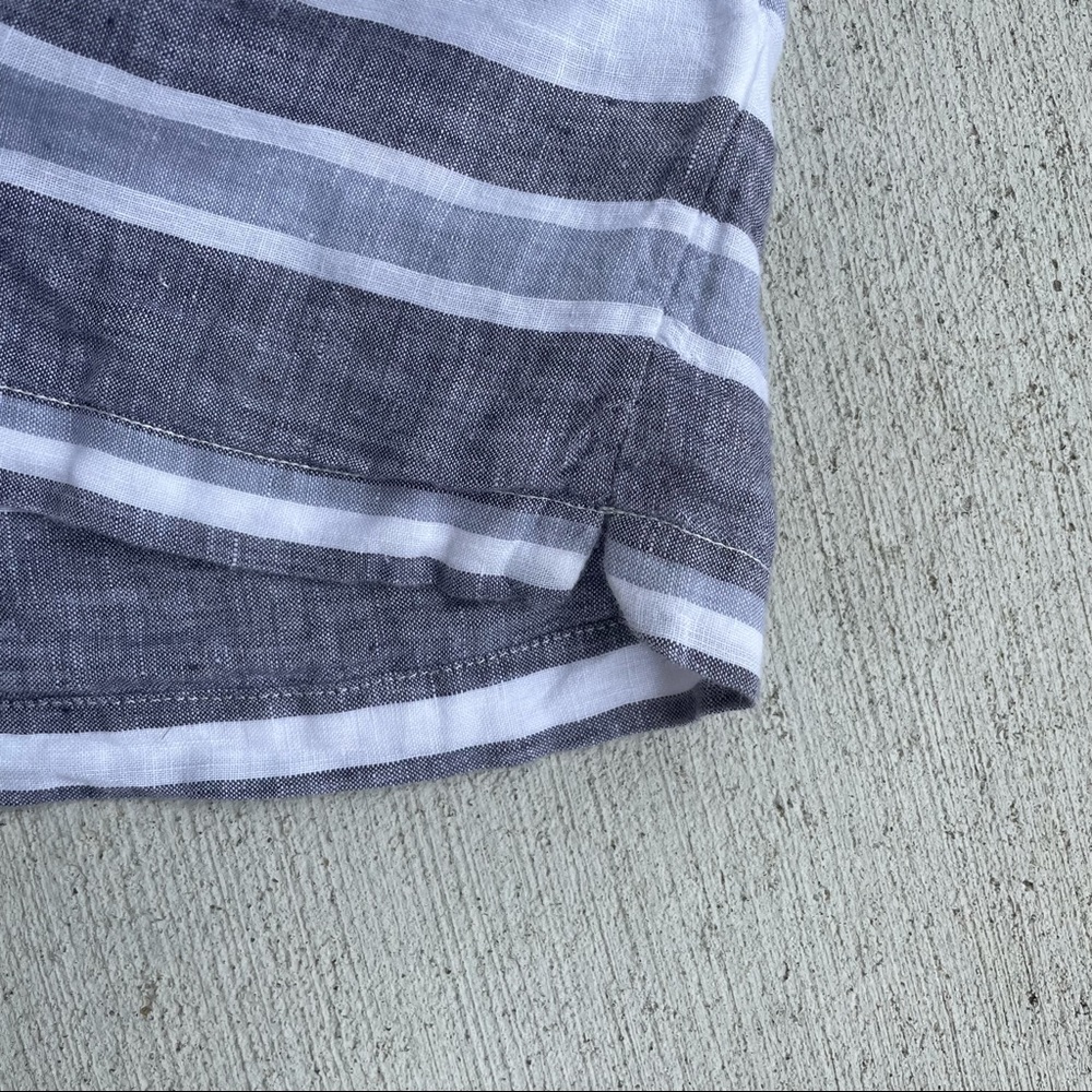 Artisan NY gray white stripe linen short sleeve shirt Small - Picture 5 of 9